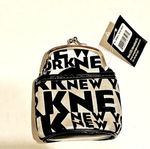 NWT New York Monogrammed black and silver with outside pocket coin purse, pouch